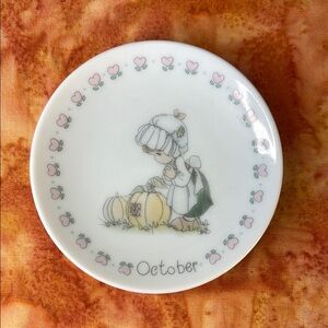 Precious Moments October Porcelain Plate Vintage